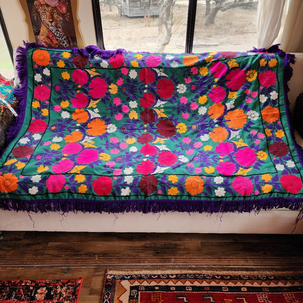 Vintage Antique Suzani 20th Century Throw